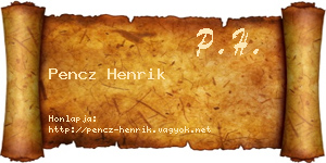Pencz Henrik névjegykártya